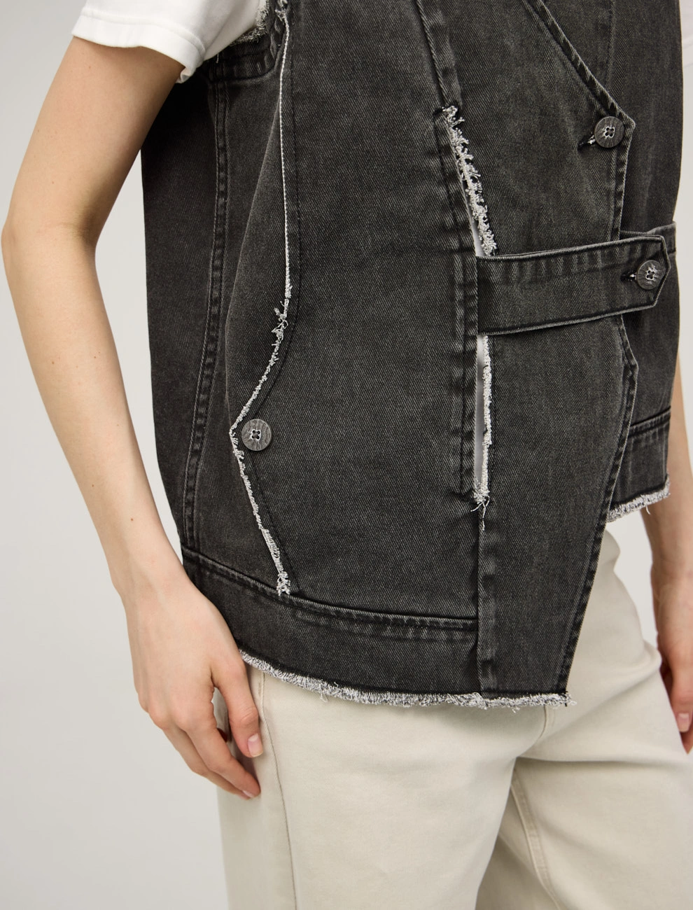 Серый женский жилет "Гранж" хлопок Hass