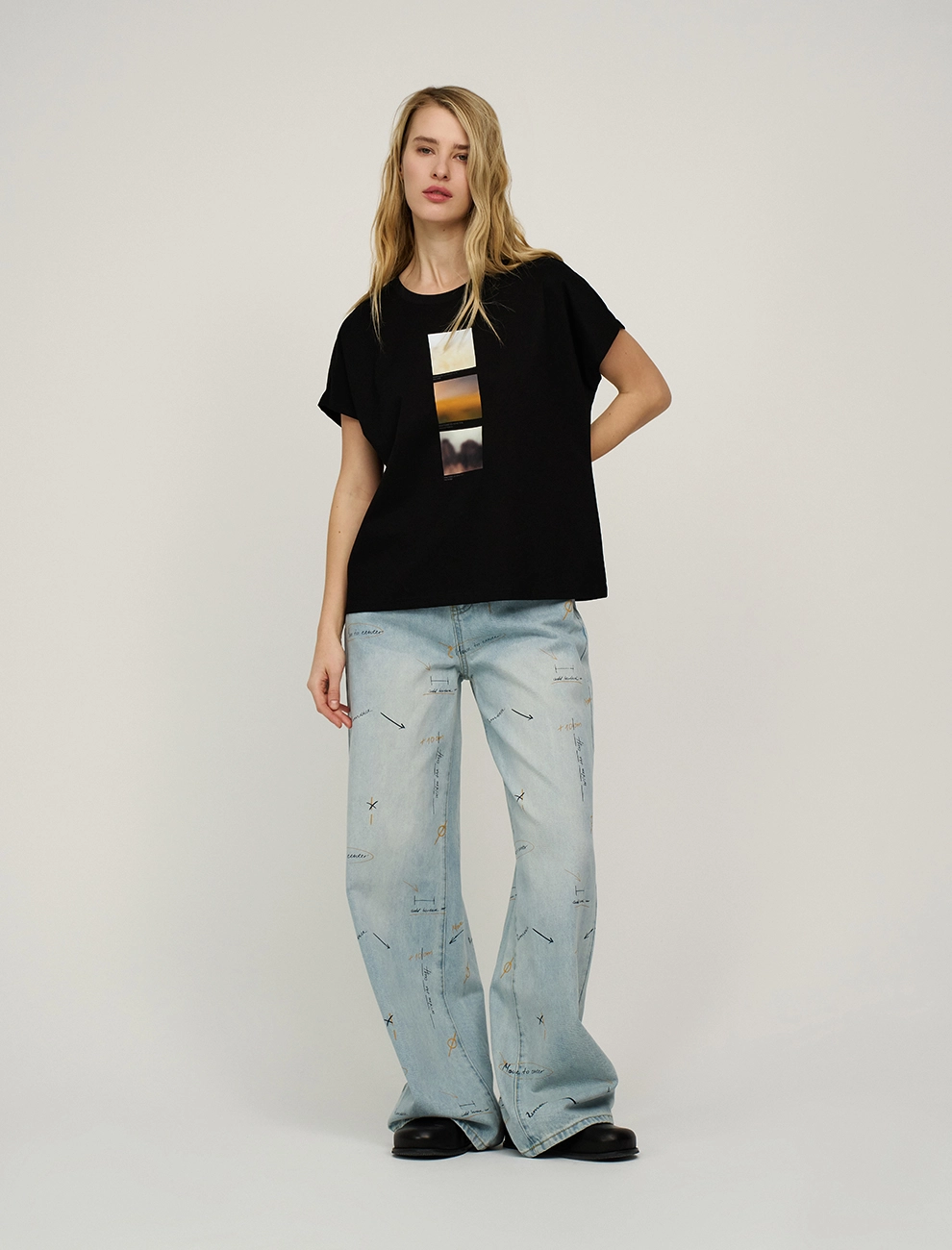 Черная женская футболка "Абстракция" хлопок Hass