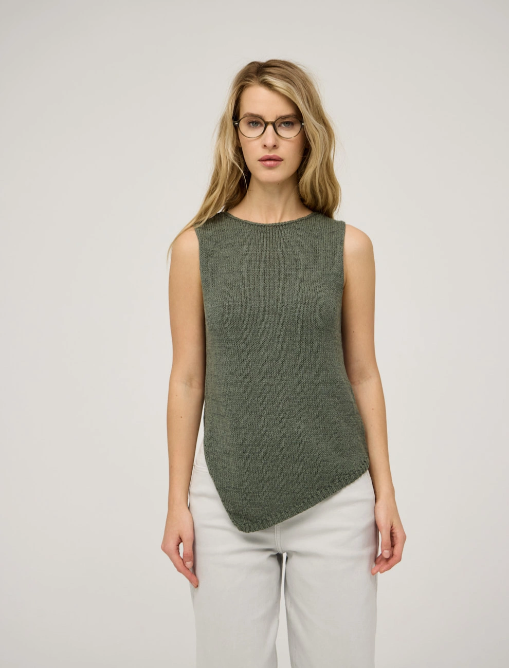 Зеленая женская блузка "Угол" хлопок Hass