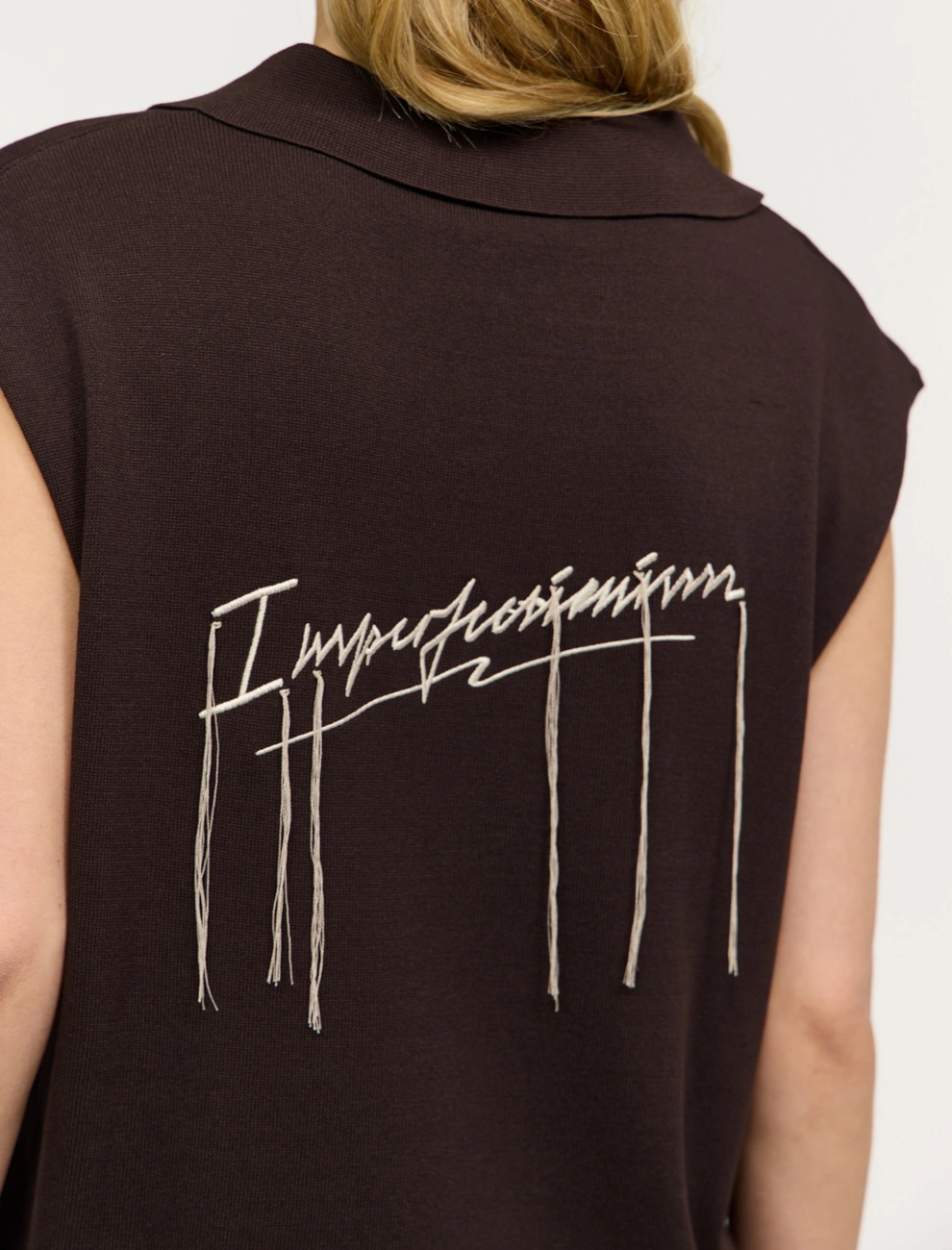 Коричневая женская блузка без рукавов Imperfectionism хлопок Hass