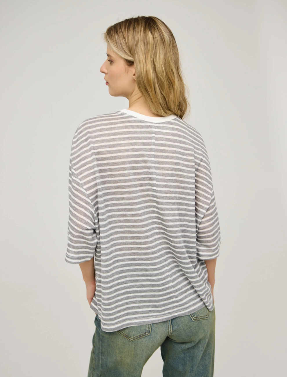 Полосатая женская блузка оверсайз хлопок Hass