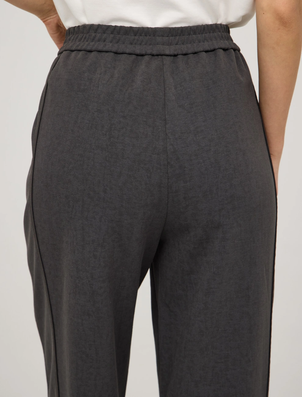 Серые женские широкие брюки с кантом хлопок Hass