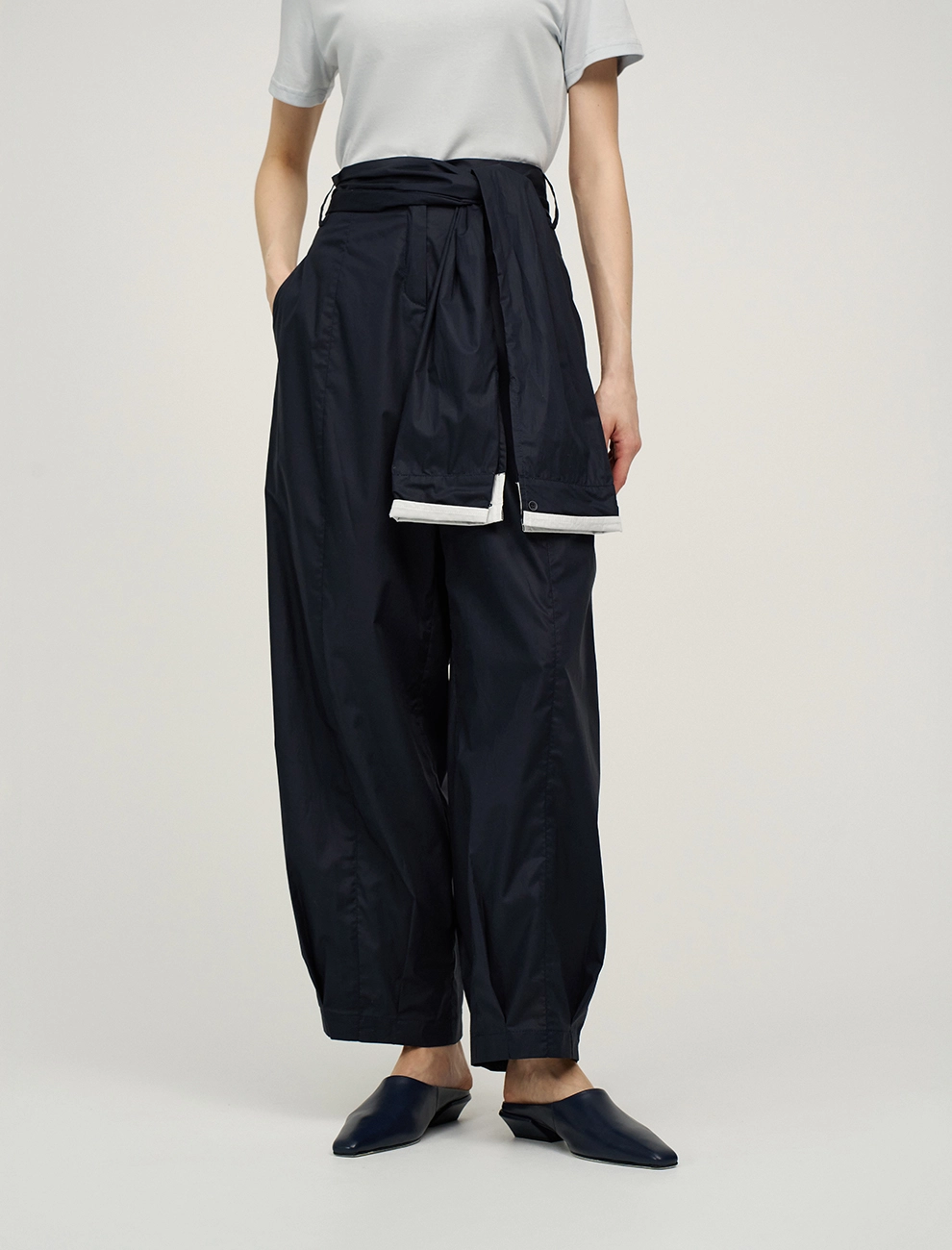 Синие женские брюки «Рукава» хлопок Hass