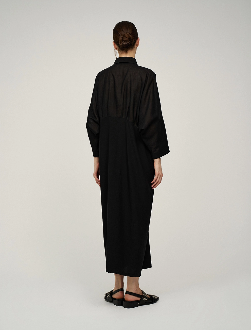 Черное женское Платье-рубашка хлопок Hass