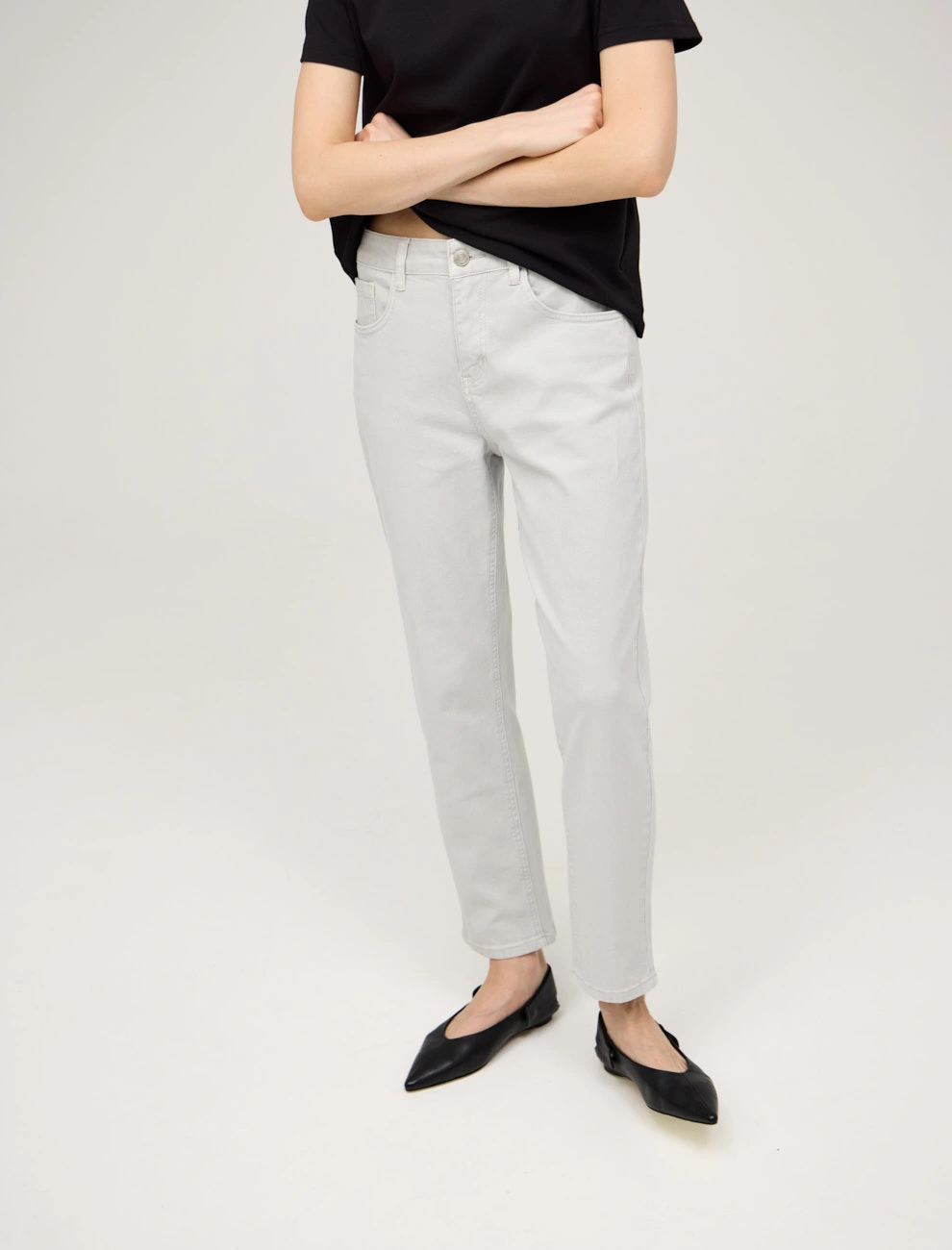 Серые женские базовые джинсы зауженные хлопок Hass