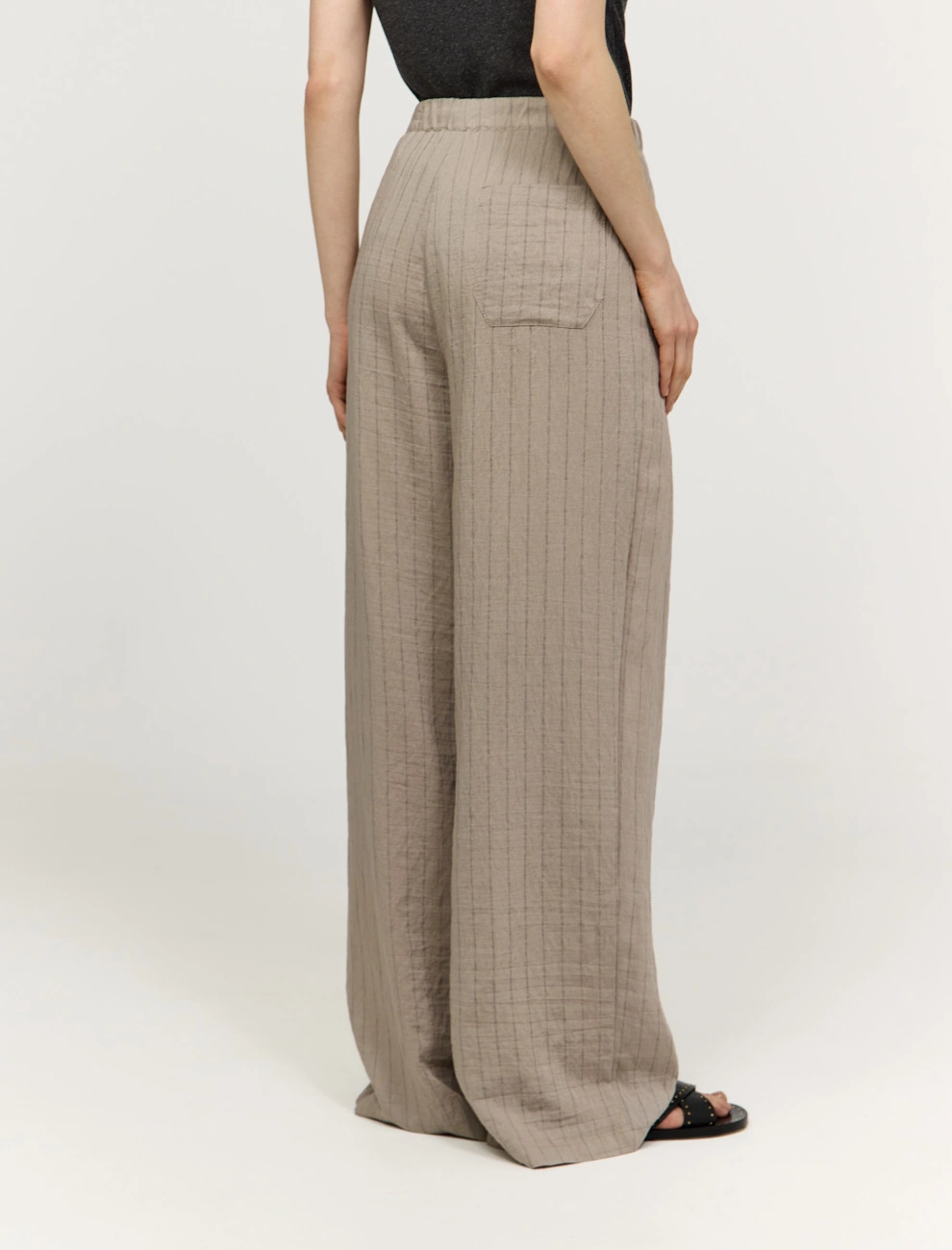 Бежевые женские брюки в полоску  хлопок Hass