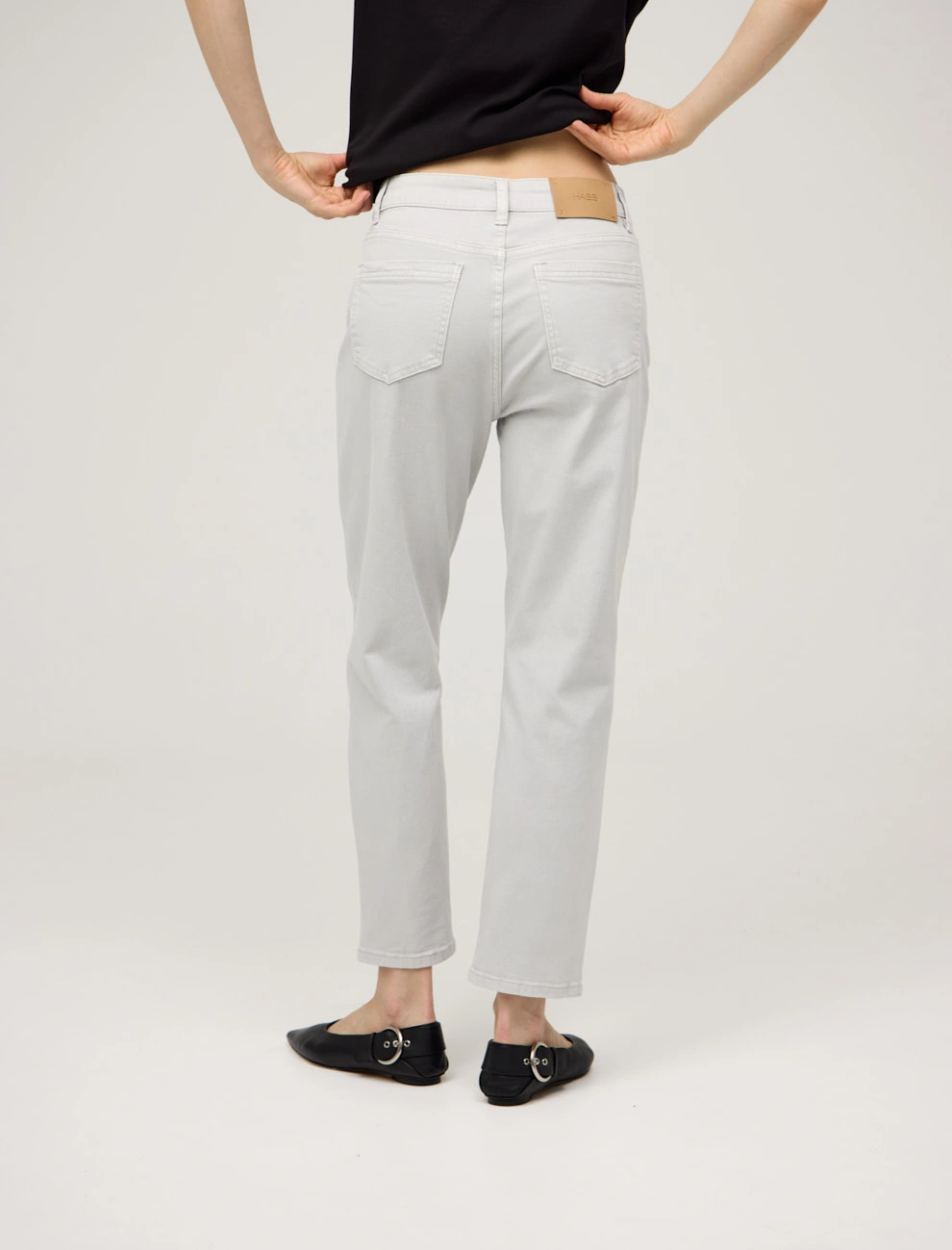 Серые женские базовые джинсы зауженные хлопок Hass