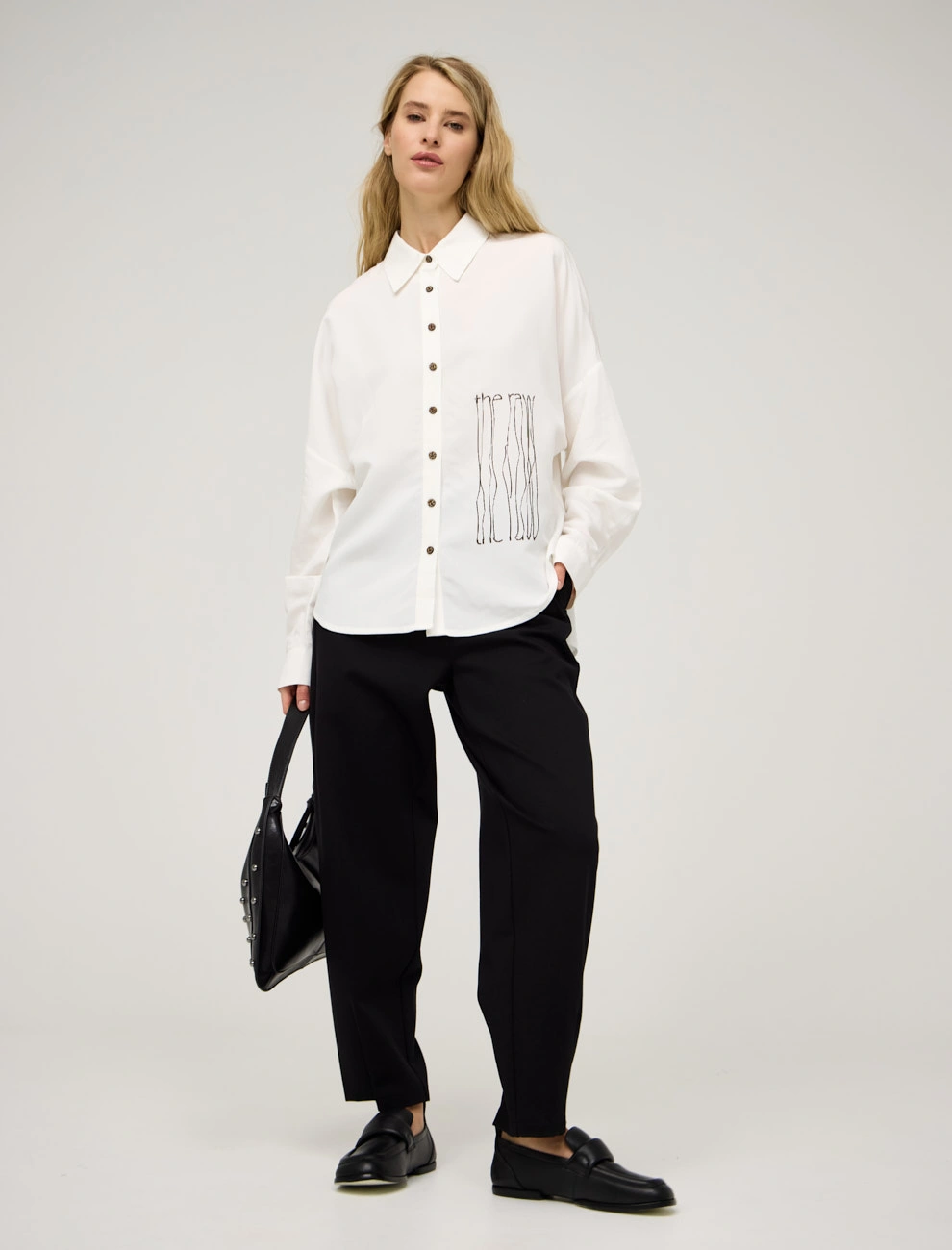 Белая женская рубашка "В Разработке" хлопок Hass