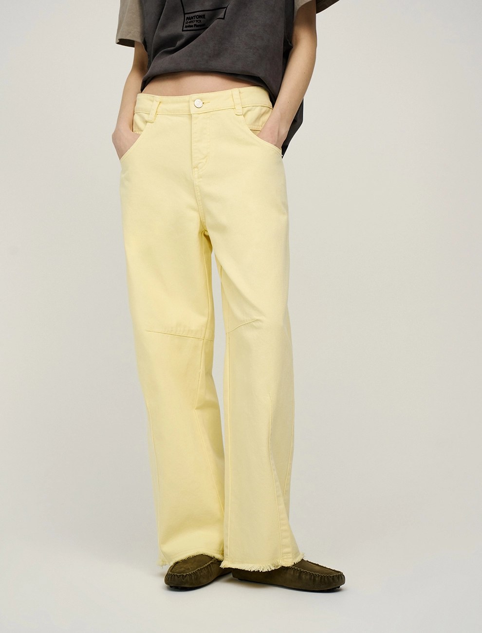 Джинсы-баррель женские лимонные хлопок Hass