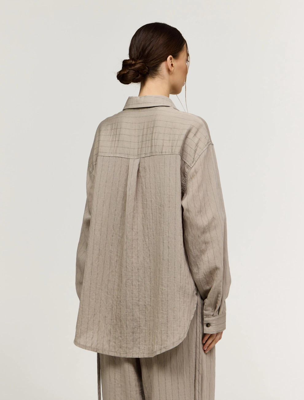 Бежевая женская рубашка в полоску  хлопок Hass