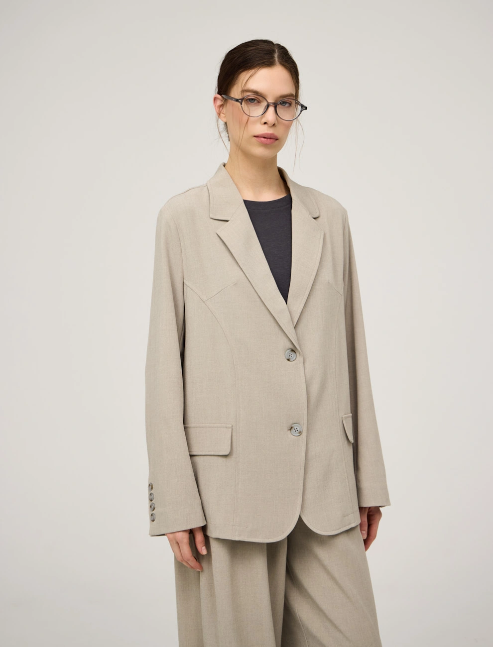 Бежевый женский жакет с шелковыми вставками хлопок Hass