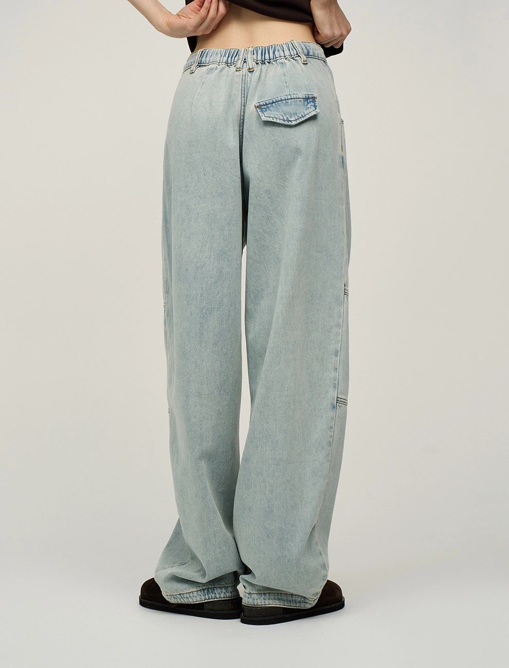 Голубые женские джинсы-баррель хлопок Hass