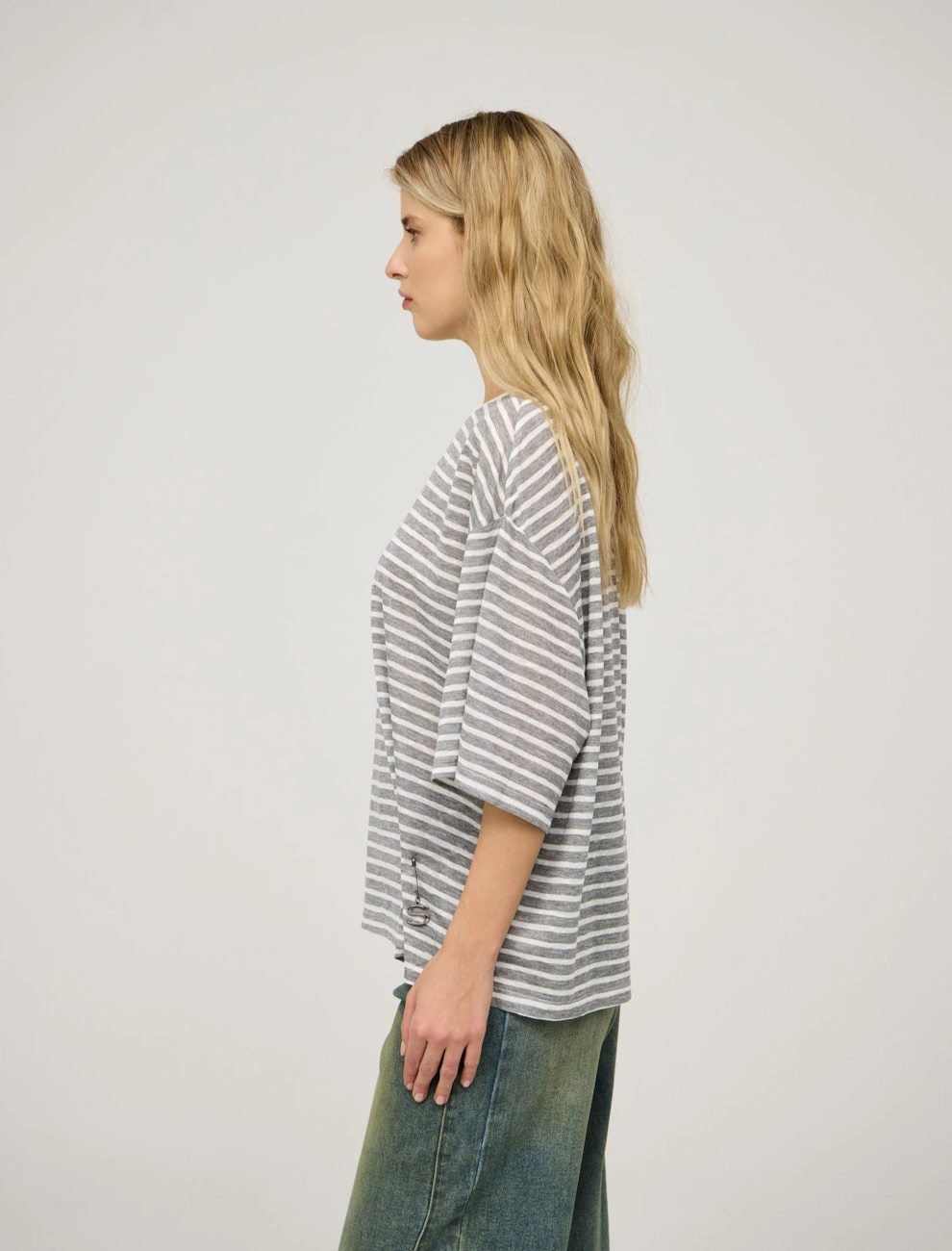 Полосатая женская блузка оверсайз хлопок Hass