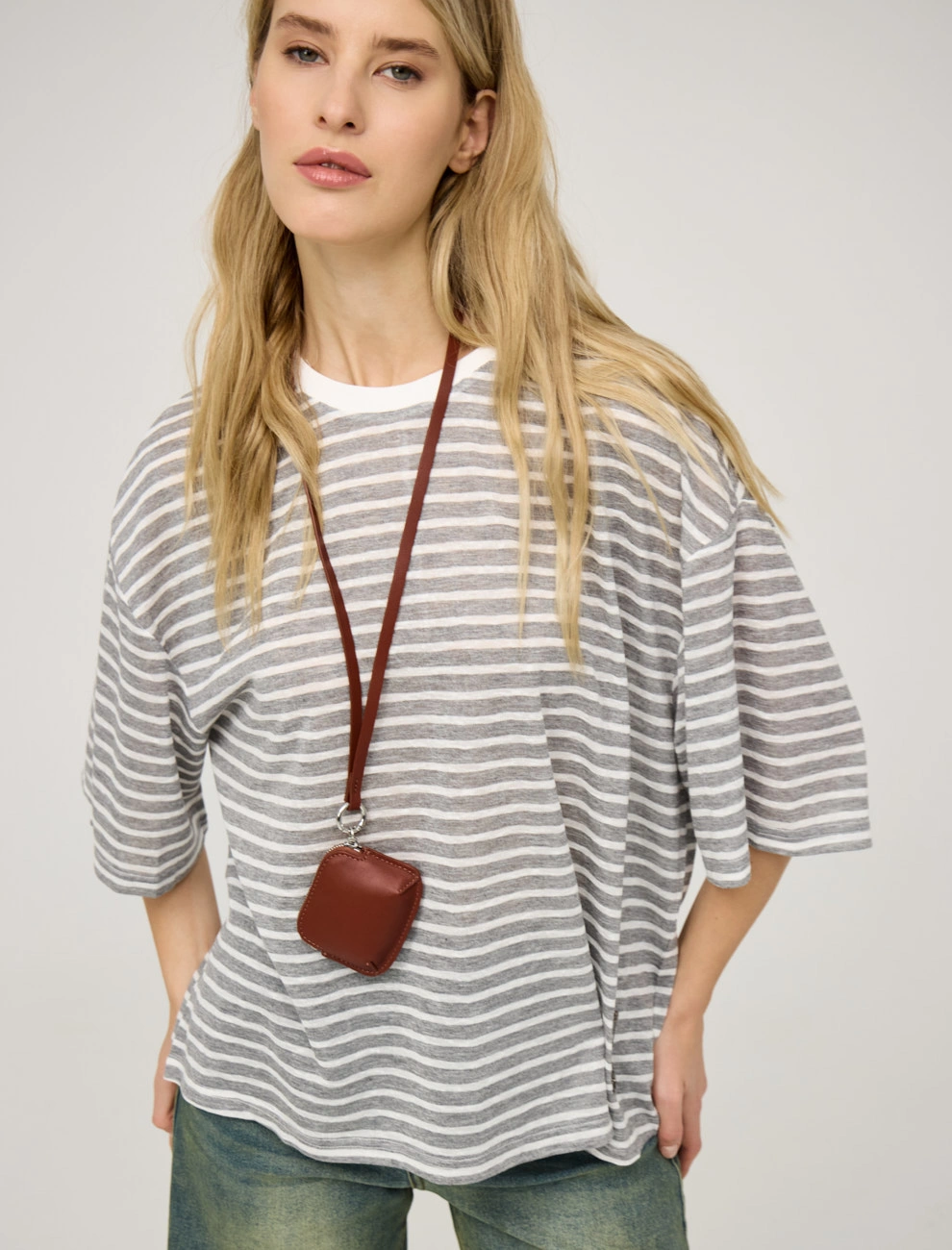 Полосатая женская блузка оверсайз хлопок Hass