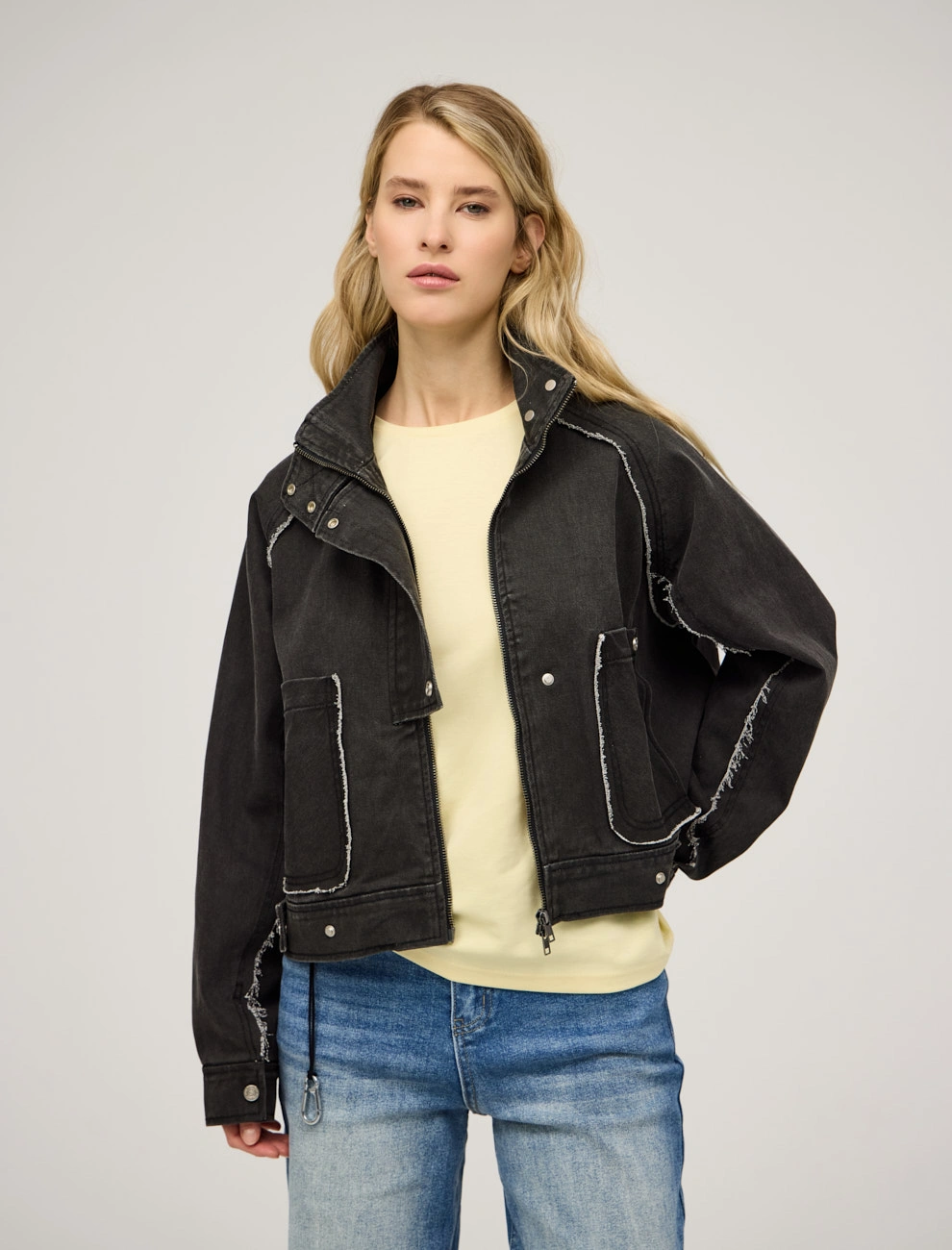 Серая женская Куртка "Гранж" хлопок Hass