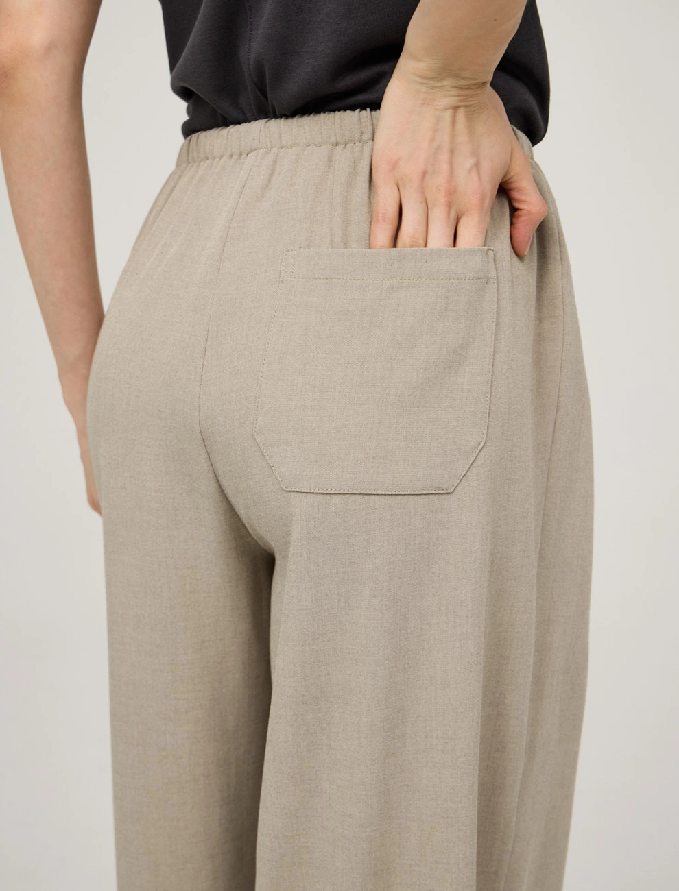 Базовые женские бежевые брюки из хлопка хлопок Hass