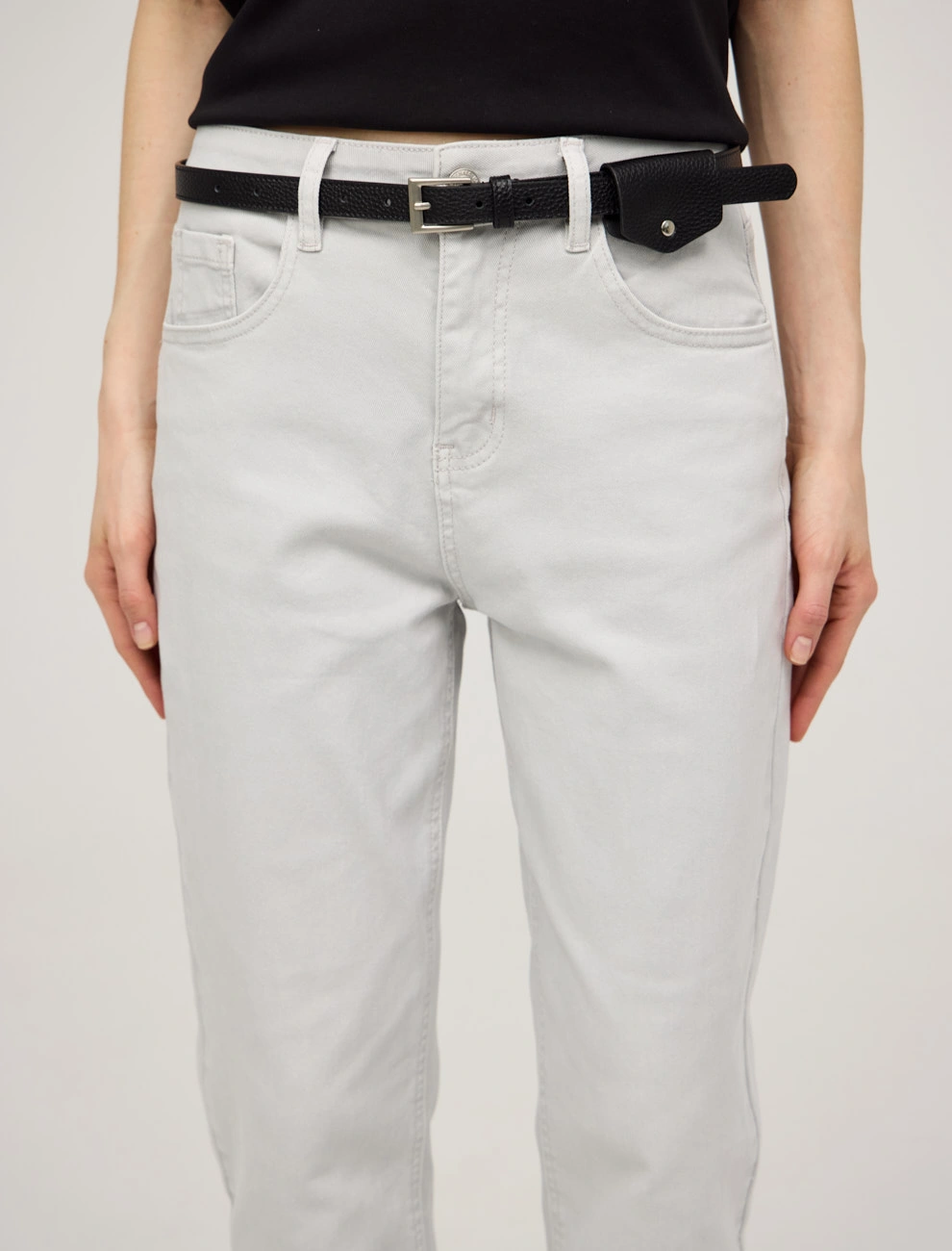 Серые женские базовые джинсы зауженные хлопок Hass