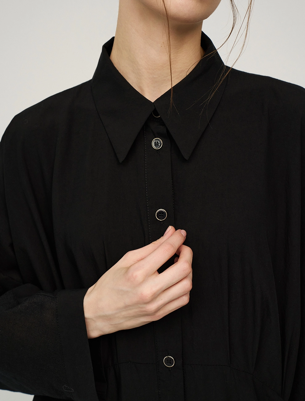 Черное женское Платье-рубашка хлопок Hass