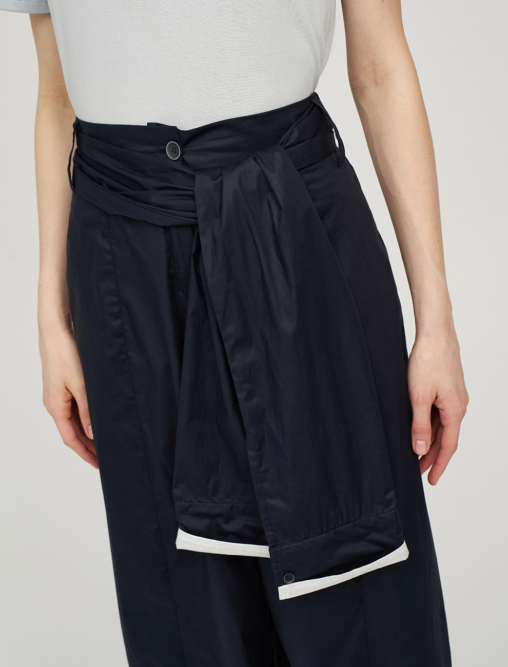 Синие женские брюки «Рукава» хлопок Hass