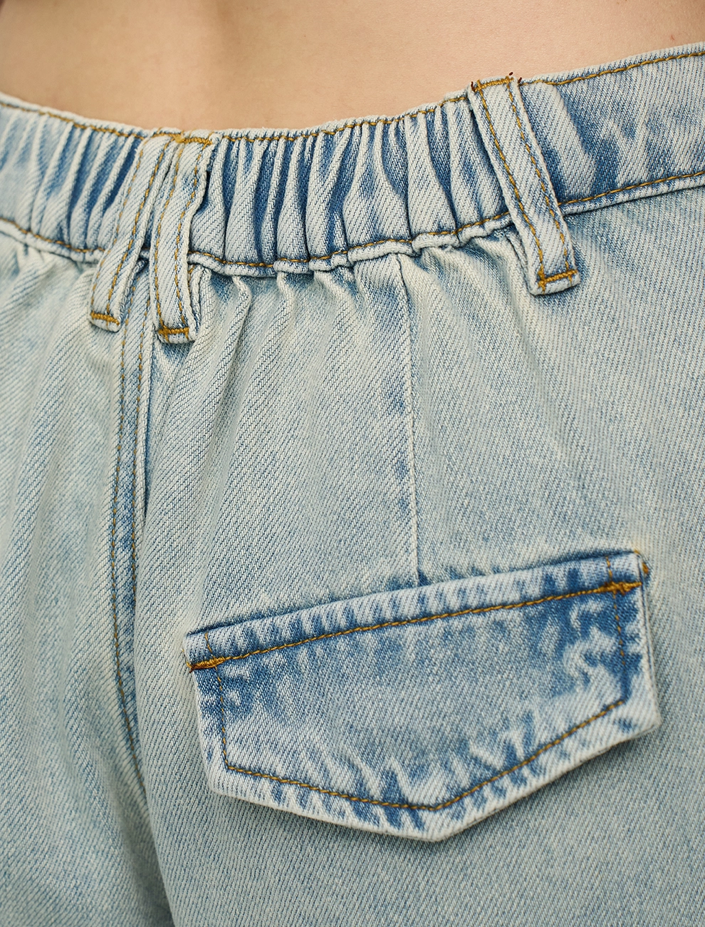 Голубые женские джинсы-баррель хлопок Hass