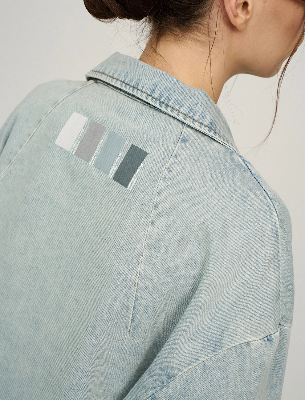 Голубой женский жакет из денима хлопок Hass