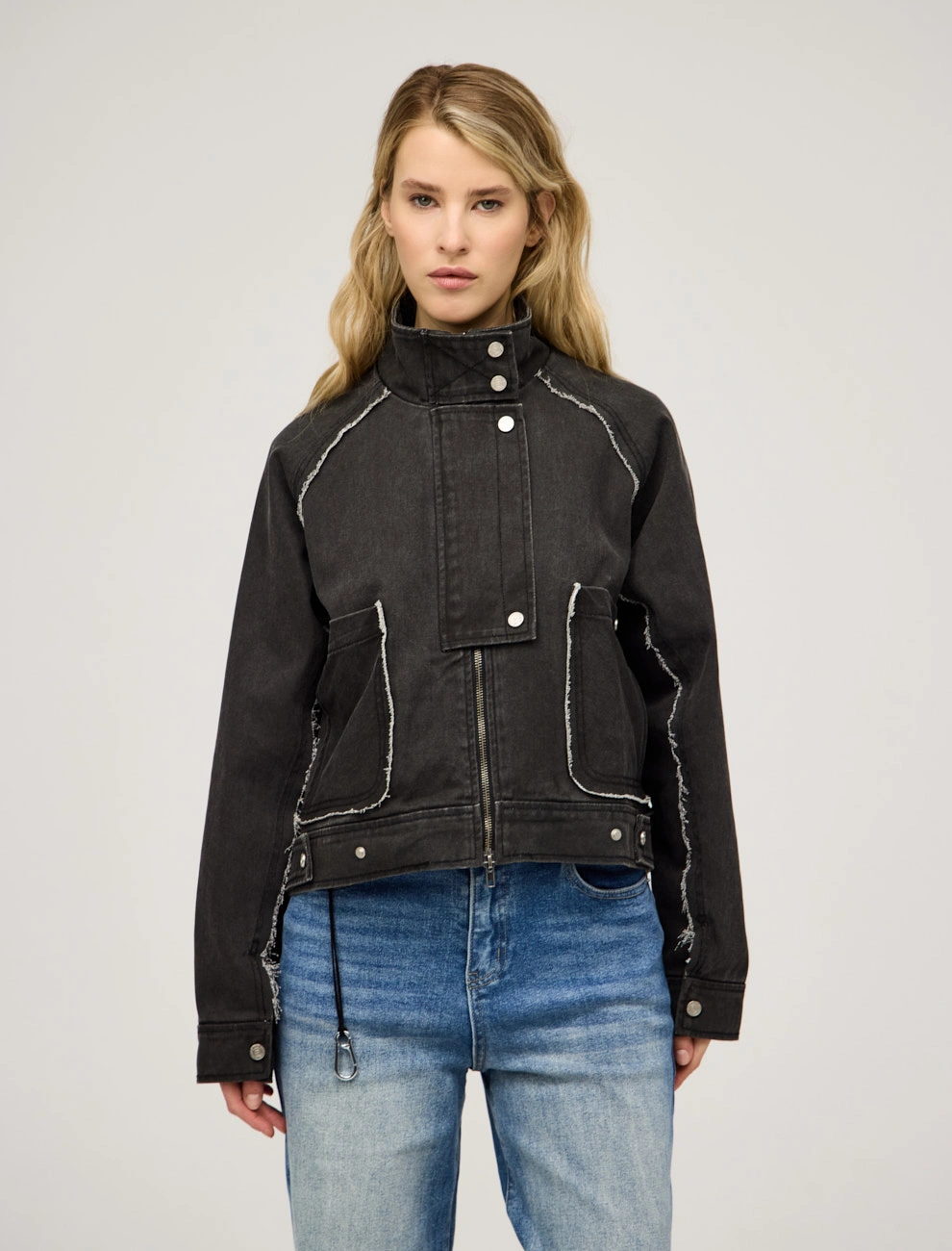 Серая женская Куртка "Гранж" хлопок Hass