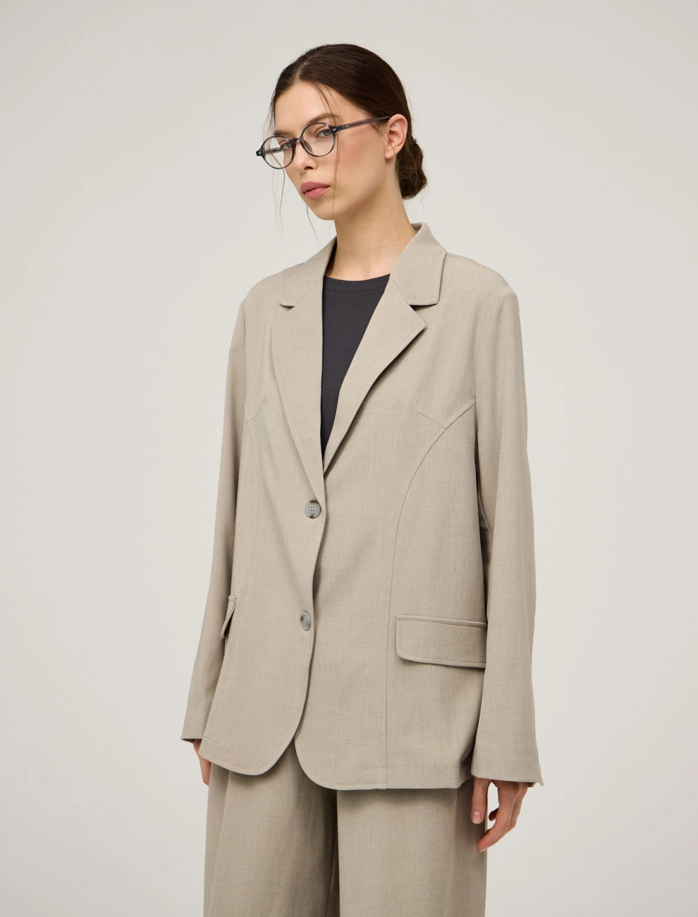 Бежевый женский жакет с шелковыми вставками хлопок Hass
