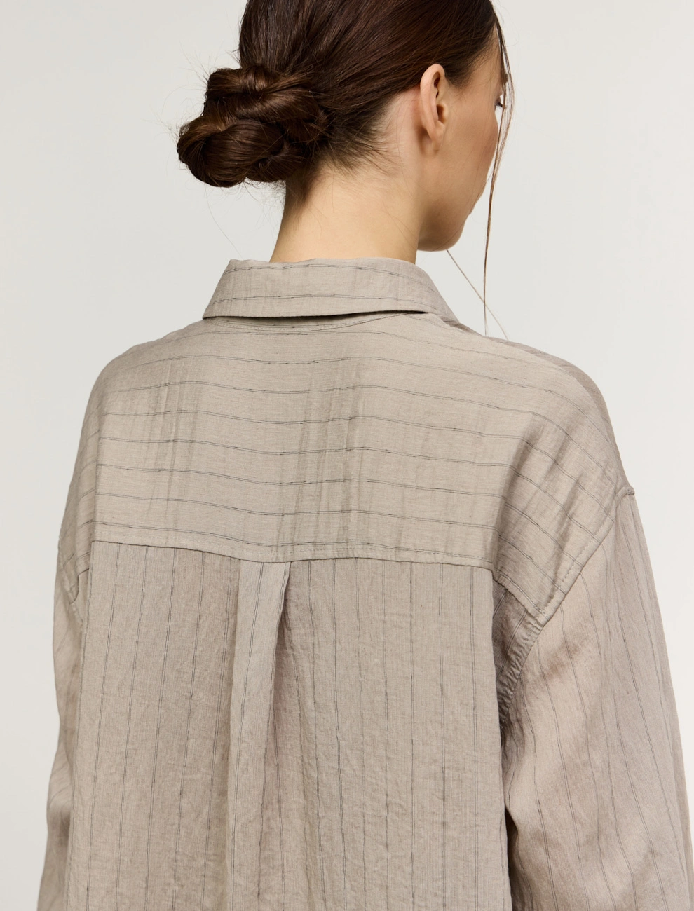 Бежевая женская рубашка в полоску  хлопок Hass