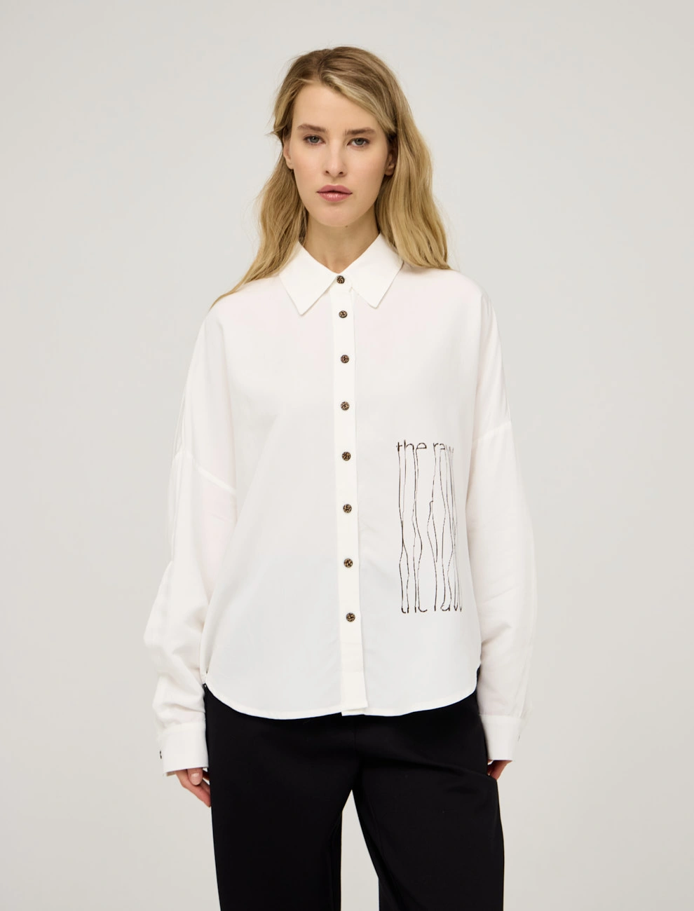 Белая женская рубашка "В Разработке" хлопок Hass