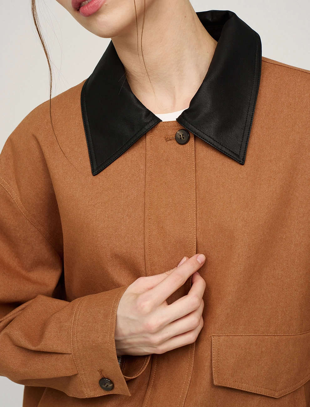 Терракотовый женский бомбер с воротником хлопок Hass