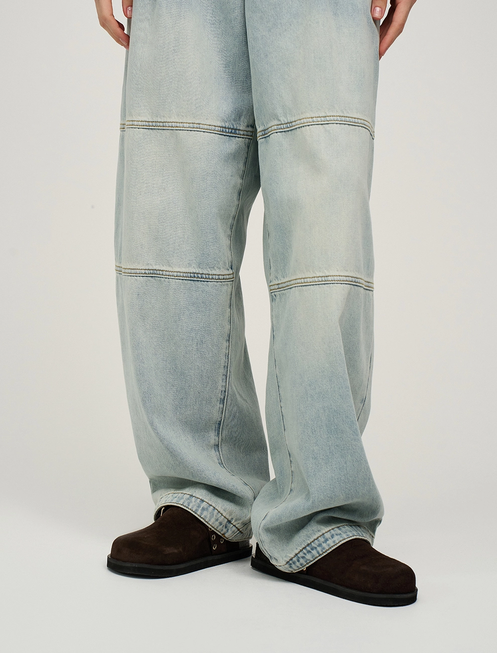 Голубые женские джинсы-баррель хлопок Hass