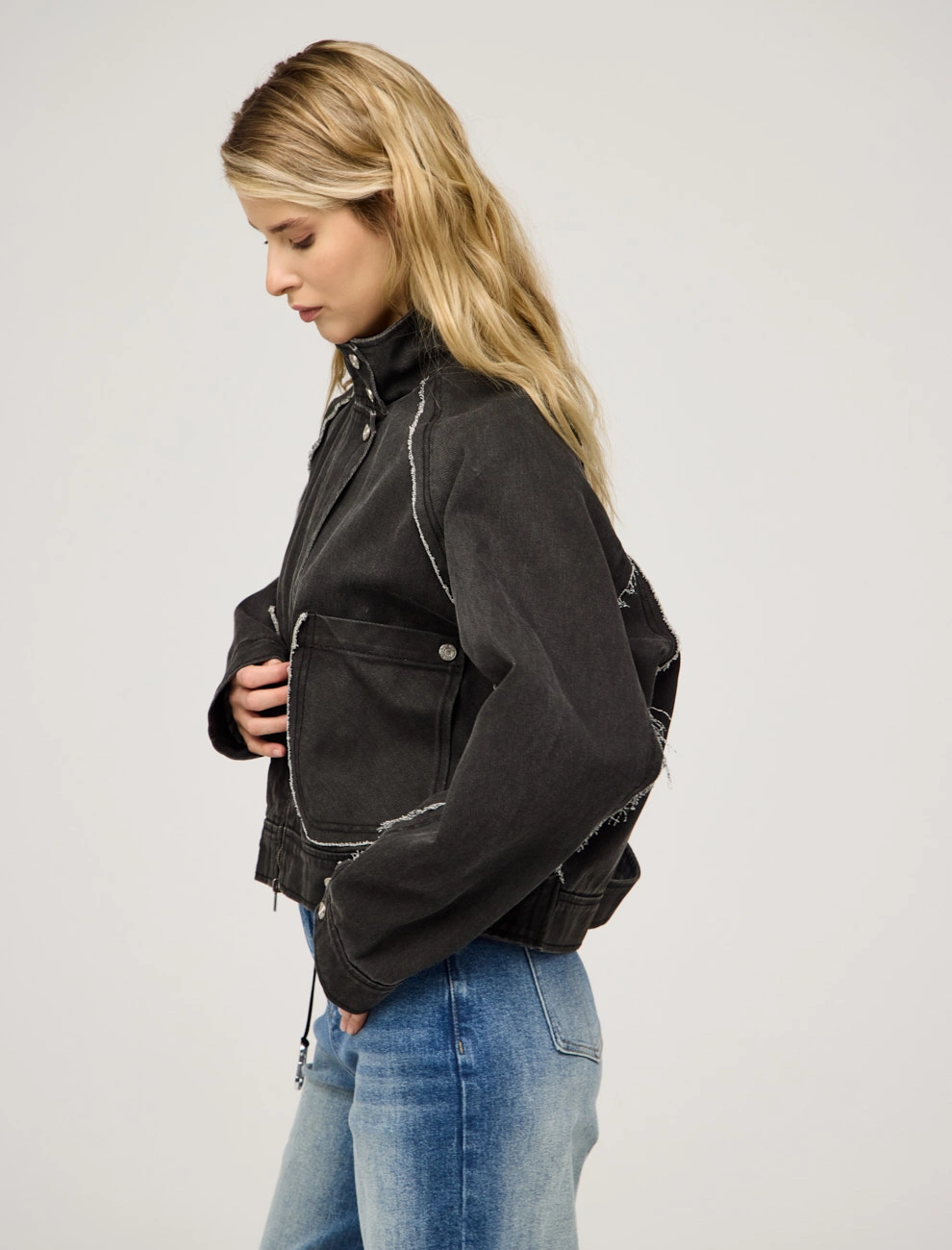 Серая женская Куртка "Гранж" хлопок Hass