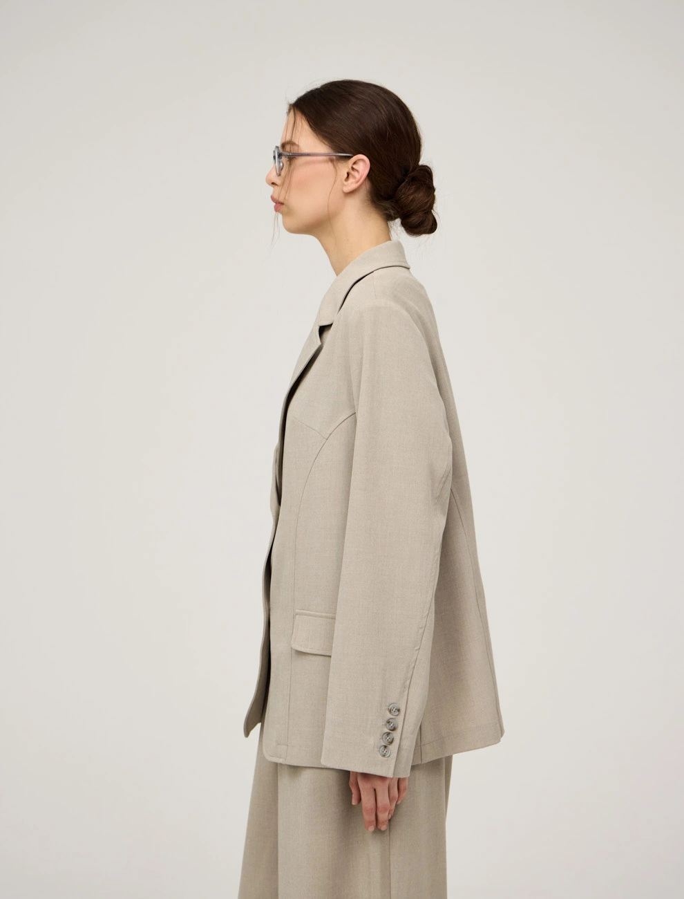 Бежевый женский жакет с шелковыми вставками хлопок Hass