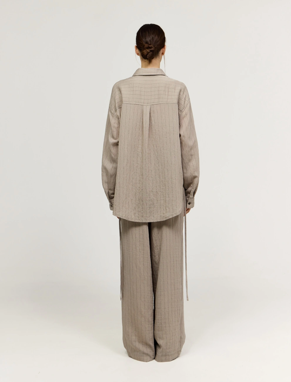 Бежевая женская рубашка в полоску  хлопок Hass