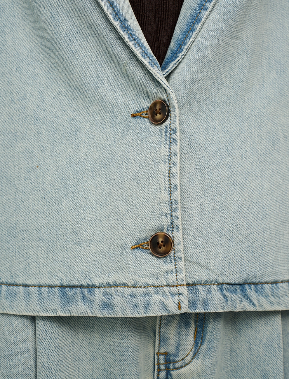 Голубой женский жакет из денима хлопок Hass