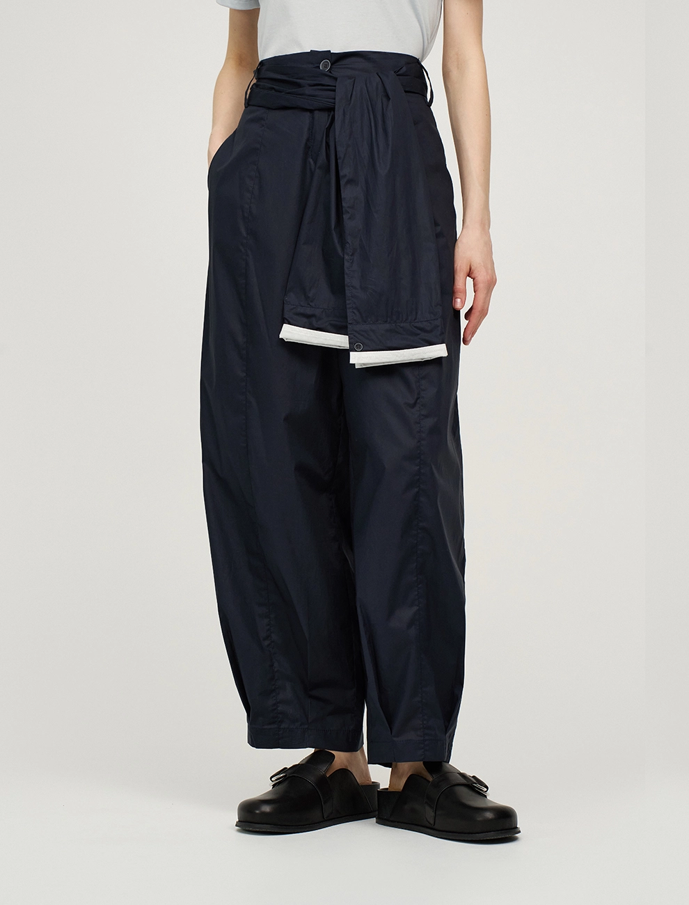 Синие женские брюки «Рукава» хлопок Hass