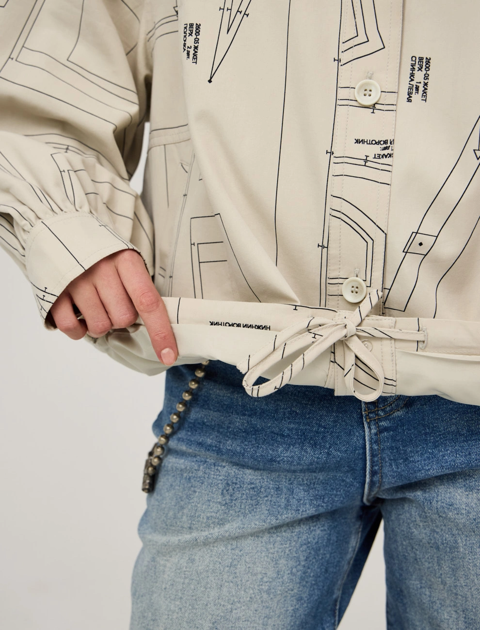 Молочная женская ветровка "Лекала" хлопок Hass