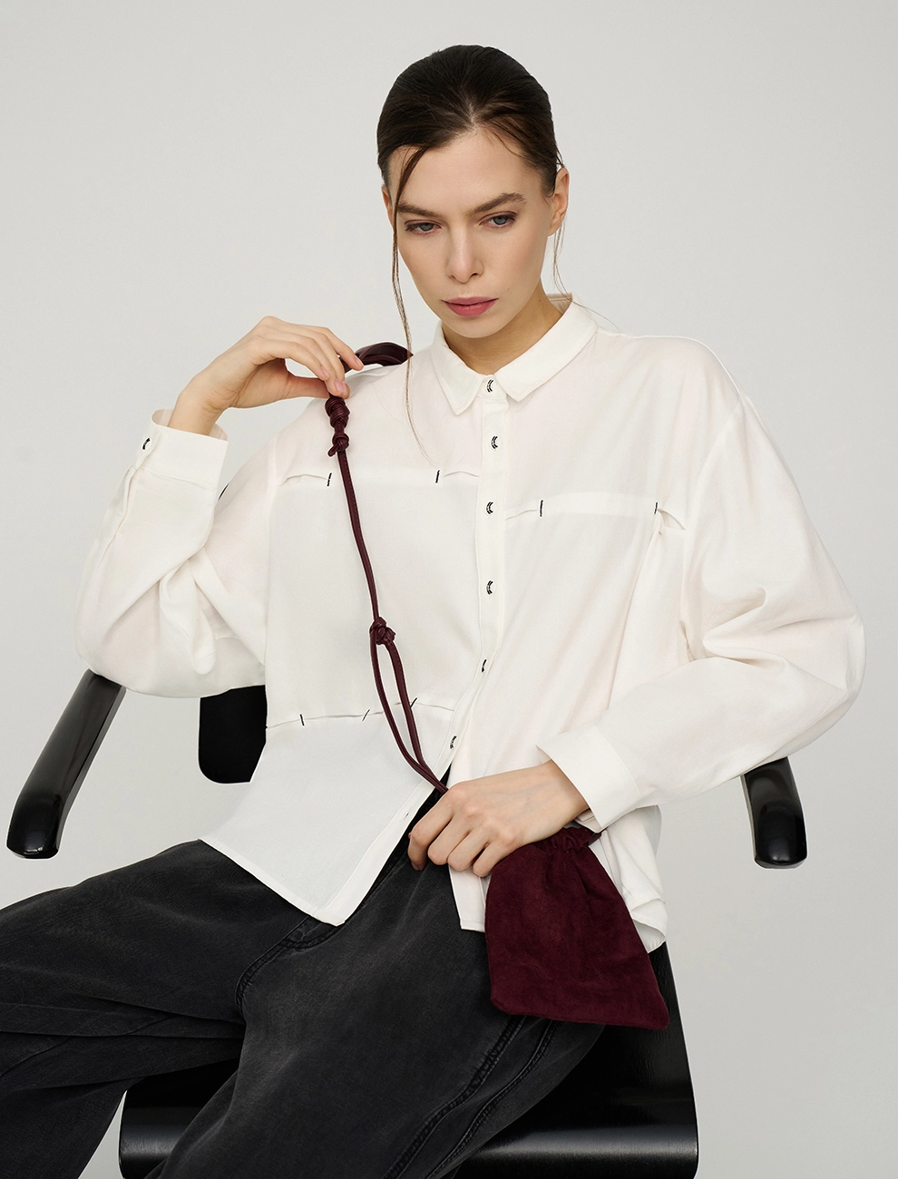 Белая женская рубашка "Закрепки" хлопок
