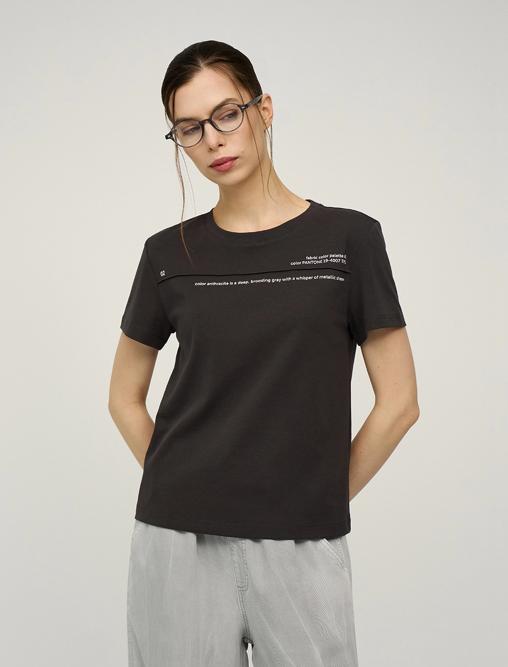 Серая женская футболка "Антрацит" хлопок Hass