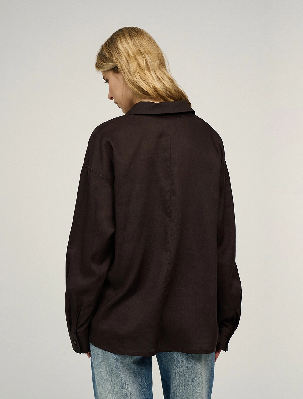 Коричневая женская блузка с воротником из крапивы крапива Hass