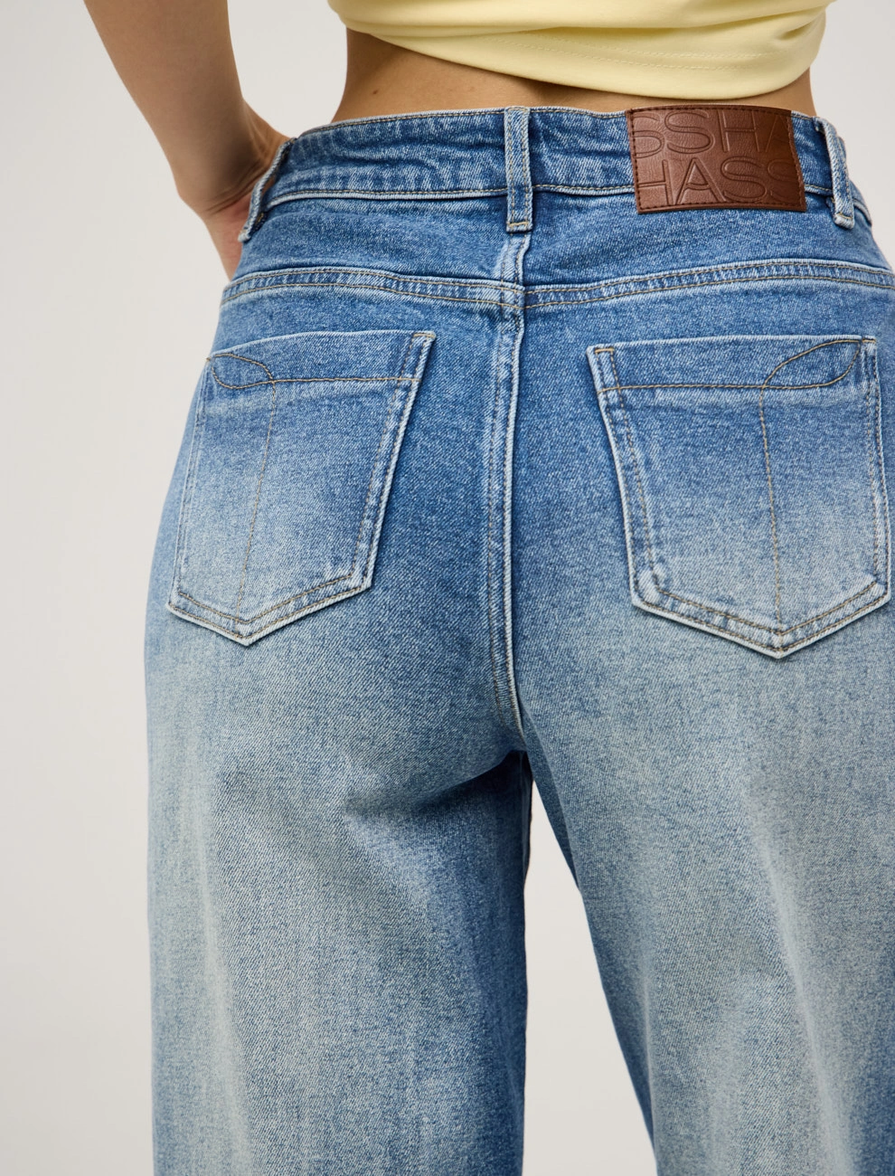 Синие женские базовые джинсы с градиентом хлопок Hass