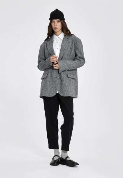Жакет женский оверсайз с карманами шерсть Hass