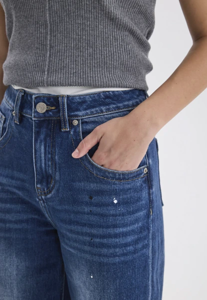 Джинсы женские с принтом краска хлопок Hass