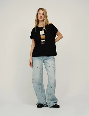 Черная женская футболка "Абстракция" хлопок Hass