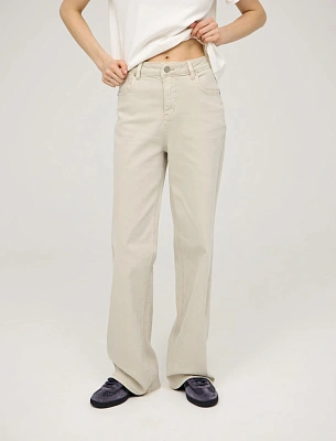 Бежевые женские базовые джинсы хлопок Hass