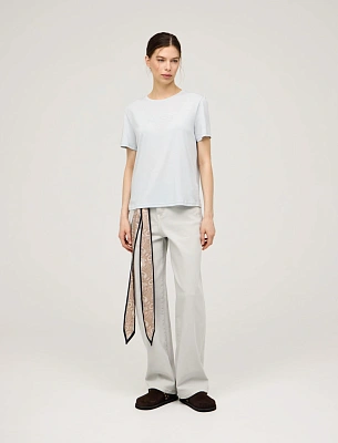 Серые женские зауженные джинсы с платком хлопок Hass