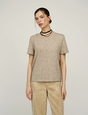 Бежевая женская футболка с булавкой хлопок Hass