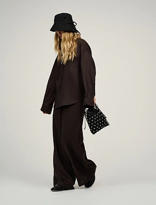 Коричневая женская рубашка с полуоткрытой спинкой крапива Hass