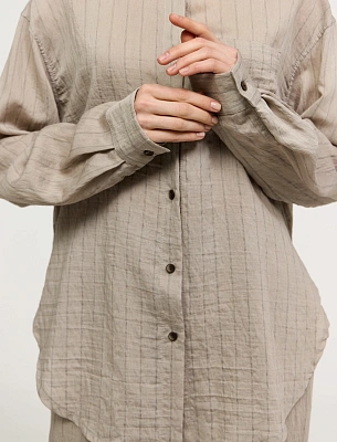 Бежевая женская рубашка в полоску  хлопок Hass