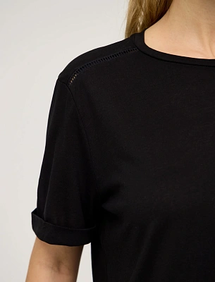 Черная женская футболка "Мережка" хлопок Hass